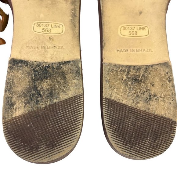 Mainframe Main Frame Women's 30137 Link Boho Peep Toe Genuine Leather Flats 9 M - Picture 16 of 16